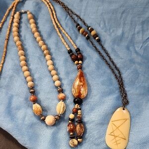 Bundle of 3 Boho Tribal Statement Necklaces | Bone Wood